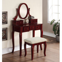 Rippeon makeup vanity set with discount stool and mirror house of hampton